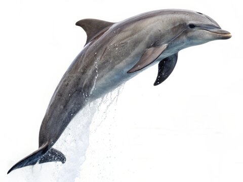 A bottlenose dolphin leaping gracefully from the ocean