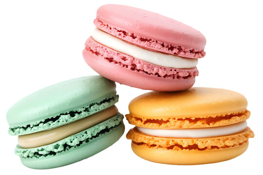 Cake macaron or macaroon isolated on white background, sweet and colorful dessert. Ai Generated Images