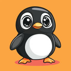 Obraz premium Cartoon Penguin with Big Eyes and Orange Feet Standing Upright
