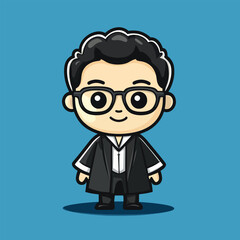 Cartoon Priest Character with Glasses Smiling Wearing Black Robes