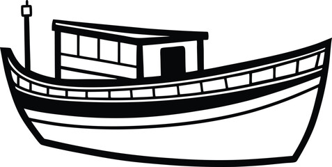Boat Silhouette Vector Illustration in White Background