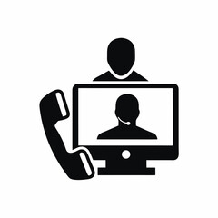 Customer support icon vector silhouette illustration isolated on white background