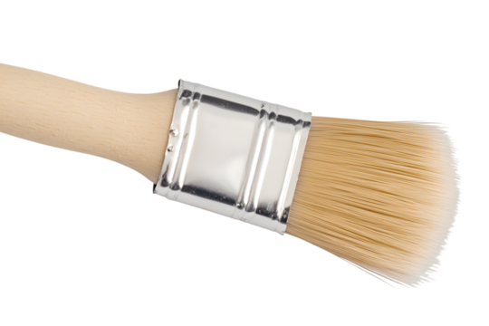Clean new paint brush isolated on white background. Wooden handle paint brush isolated on white background. Ai Generated Images