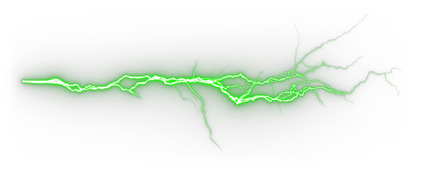 Green electric glowing vibrant on transparent backgrounds 3d illustrations png