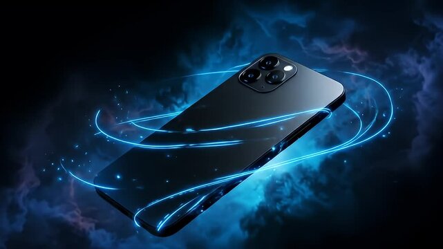 Futuristic smartphone with ultra wide screen technology. 4K Video