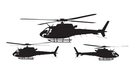 Fototapeta premium Helicopter Silhouettes isolated on white background