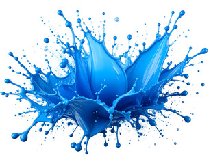 Vibrant blue paint splash against a transparent background.
