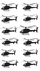 Helicopter Silhouettes isolated on white background