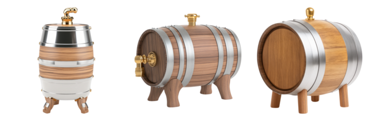Isolated Transparent Barrel Collection on White Background