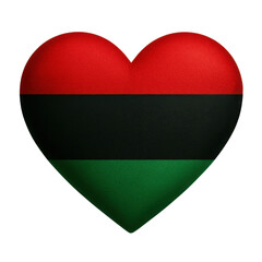 Colorful heart graphic representing unity, vibrant red black and green colors, ideal for themes of love and identity, copy-space available. Isolated on white background or PNG