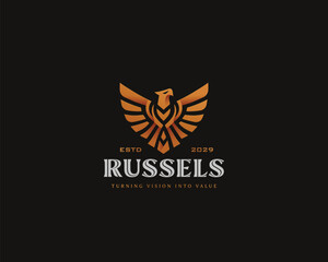 golden wing bird unique phoenix eagle logo template for business company