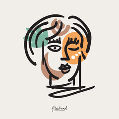 Minimalist Line Art Face Illustration for Wall Decoration, Branding, Social Media, Brochure, Beauty Logos, T-shirt Print & Web, and Hand-Drawn Design.