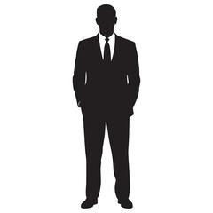 Businessman Silhouette Standing in Suit &ndash; Formal Male Figure Vector Illustration