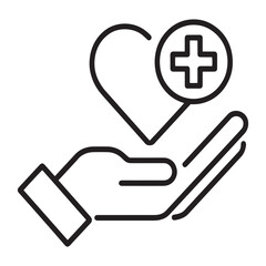 Healthcare Support Icon &ndash; Hand Holding Heart with Medical Cross Symbol