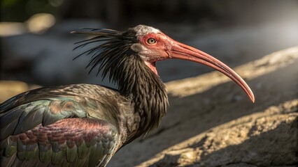 Majestic waldrapp ibis with striking dark feathers in natural habitat Generative AI