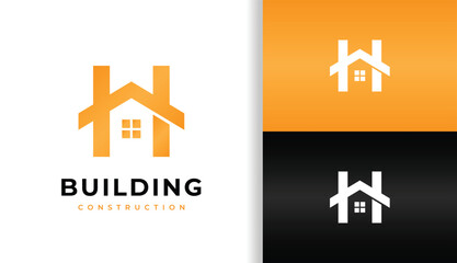 LETTER H WITH HOUSE LOGO FOR CONSTRUCTION COMPANY