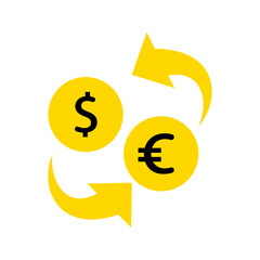 Currency exchange euro covert to dollar icon. Outline style. Vector. Isolate on white background.