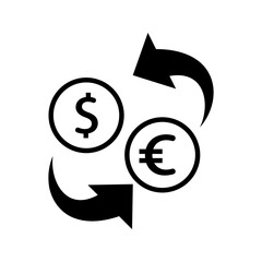 Currency exchange euro covert to dollar icon. Outline style. Vector. Isolate on white background.