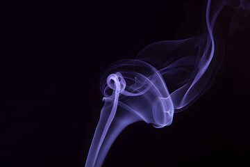 Elegant violet smoke gracefully swirling in abstract patterns against a dark backdrop, perfect for artistic, musical, or experimental visual concepts