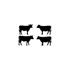 Cow silhouette vector set, black cow icon vector bundle 