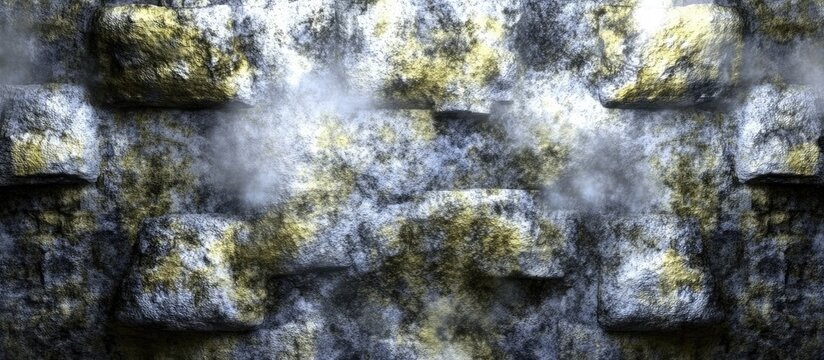 Textured stone wall with mineral deposits