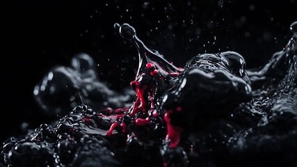 Dark Abstract Liquid Splash Red and Black Ink Collision