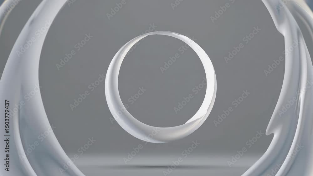 Poster abstract swirl with a glowing white circle. the circle is central, surrounded by smooth, swirling pa