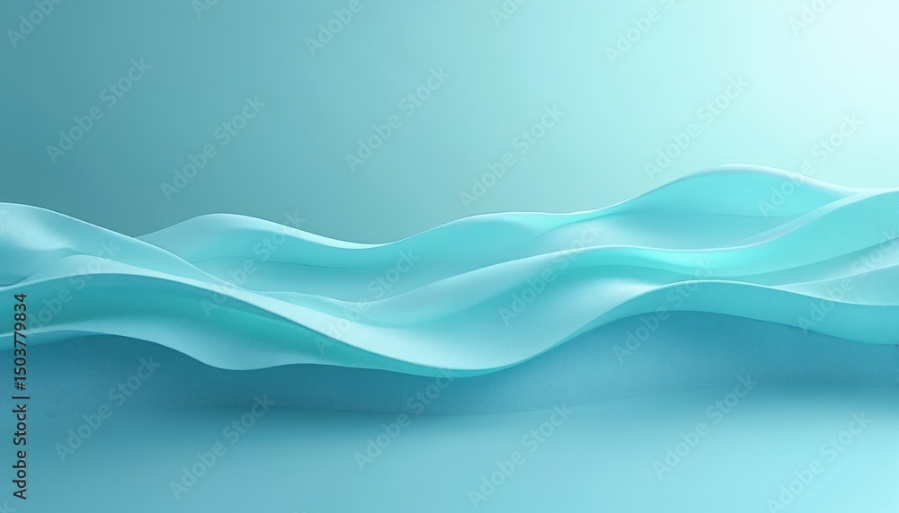 Poster abstract soft blue monochrome background with waves lines. modern art creation of random waving fabr