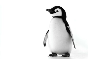 Obraz premium black and white penguin isolated on a white background with copy space