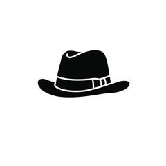 Classic fedora hat black and white icon