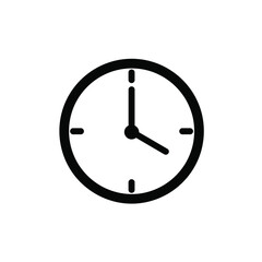 Simple black clock icon time management design