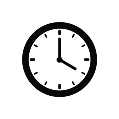Simple black clock icon time management design