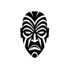 Tribal mask design black and white illustration