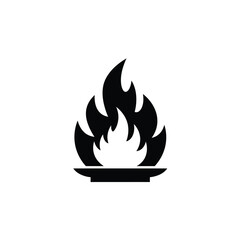 Fiery flame icon on a plate graphic design