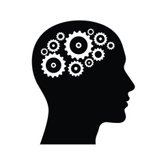 Silhouette head gears mind thinking process concept