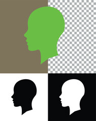 Abstract black vector silhouettes of people's heads in profile,