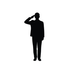 Man in suit saluting respectful silhouette