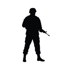 Soldier silhouette holding rifle military guard