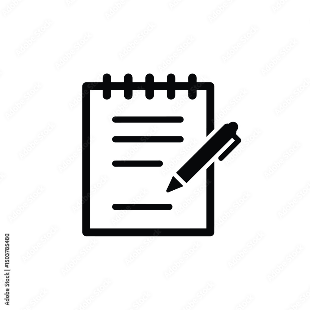 Poster notepad with pen icon simple design element