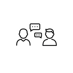Two people communicating online chat bubbles