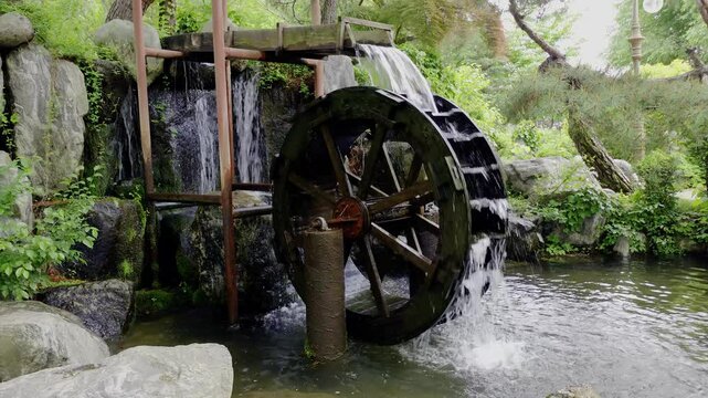 한국,물레방아,연못,Korea, a water wheel, pond