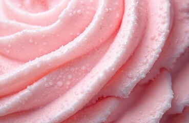 Close-up pink ice cream swirls. Creamy, smooth texture. Refreshing, delicious dessert. Pastel colors, macro shot, food photography, summer vibes. Perfect for menus, ads, culinary themes.