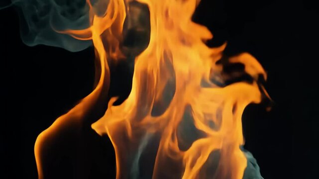 Dynamic orange flames dancing against a dark background in an animated reaction, Fire Flames Reaction Vertical 916 Cartoon Video Motion Graphics With Black Background
