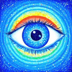 Cosmic eye, vibrant blue, radiant energy