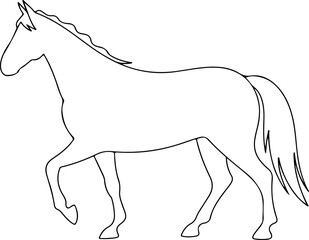 horse silhouette and line art vector design