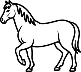 horse silhouette and line art vector design