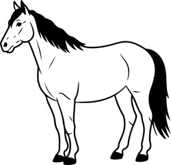 horse silhouette and line art vector design