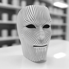 Abstract face mask with intricate lines