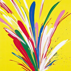 Abstract explosion of vibrant colors radiating from a yellow center