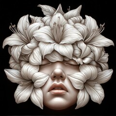 Floral face mask, serene beauty